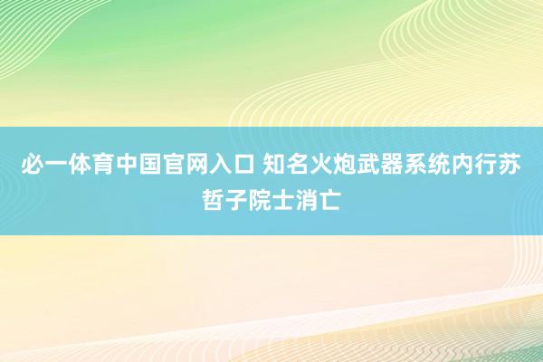 必一体育中国官网入口 知名火炮武器系统内行苏哲子院士消亡