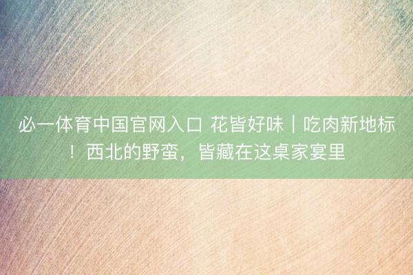 必一体育中国官网入口 花皆好味｜吃肉新地标！西北的野蛮，皆藏在这桌家宴里