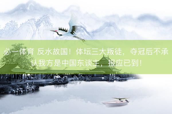必一体育 反水故国！体坛三大叛徒，夺冠后不承认我方是中国东谈主，报应已到！