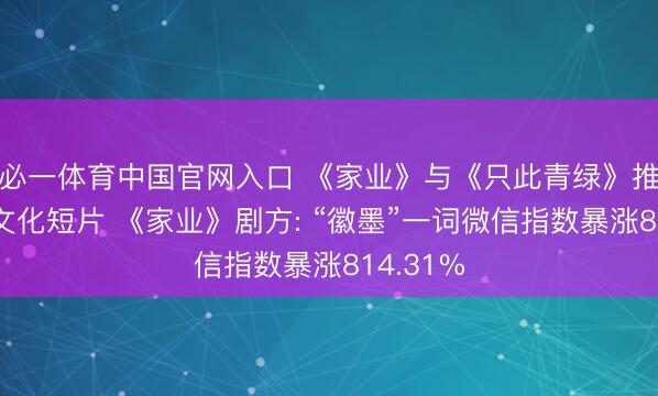 必一体育中国官网入口 《家业》与《只此青绿》推出联动文化短片 《家业》剧方: “徽墨”一词微信指数暴涨814.31%
