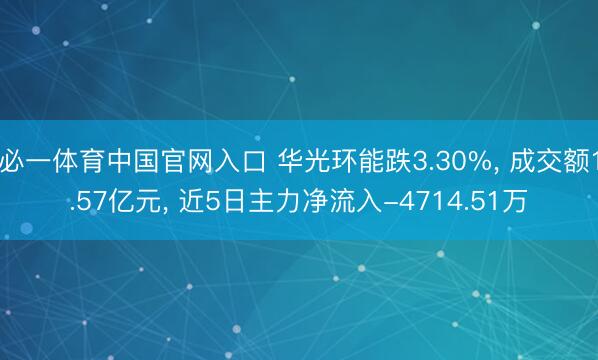 必一体育中国官网入口 华光环能跌3.30%， 成交额1.57亿元， 近5日主力净流入-4714.51万