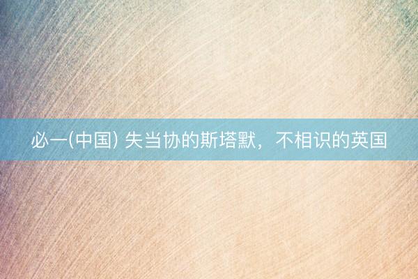 必一(中国) 失当协的斯塔默，不相识的英国