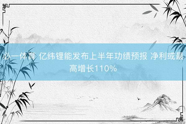 必一体育 亿纬锂能发布上半年功绩预报 净利或最高增长110%