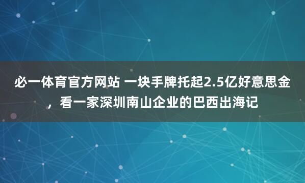 必一体育官方网站 一块手牌托起2.5亿好意思金,看一家深圳南山企业的巴西出海记